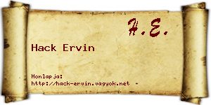 Hack Ervin névjegykártya